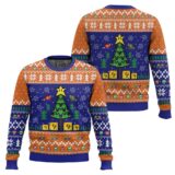Hooktab Pine Tree Mario Bros Ugly Christmas Sweater