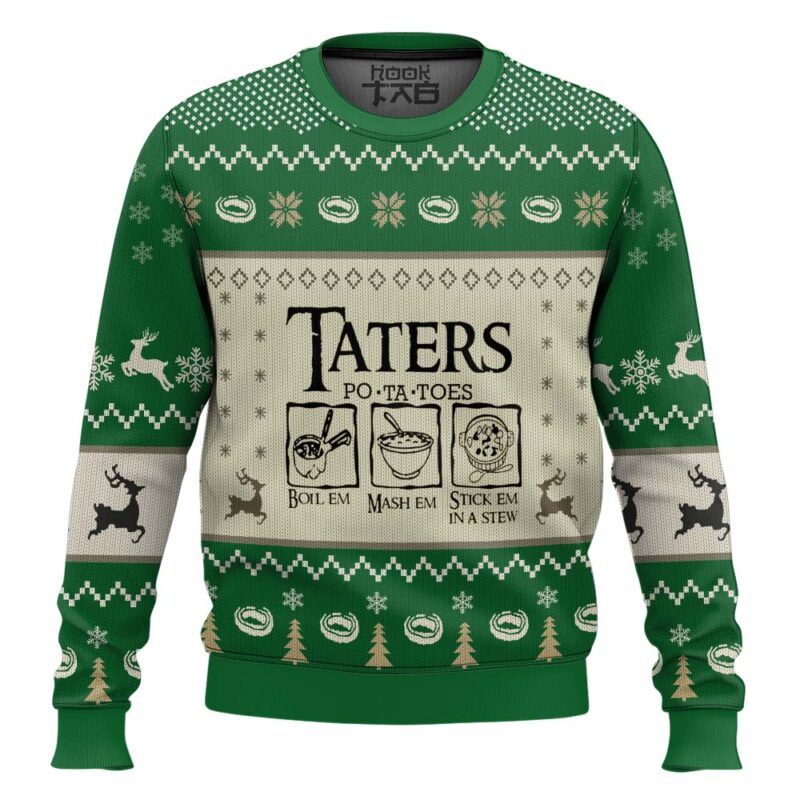 Hooktab Pinetree Taters Potatoes The Lord Of The Rings Ugly Christmas Sweater
