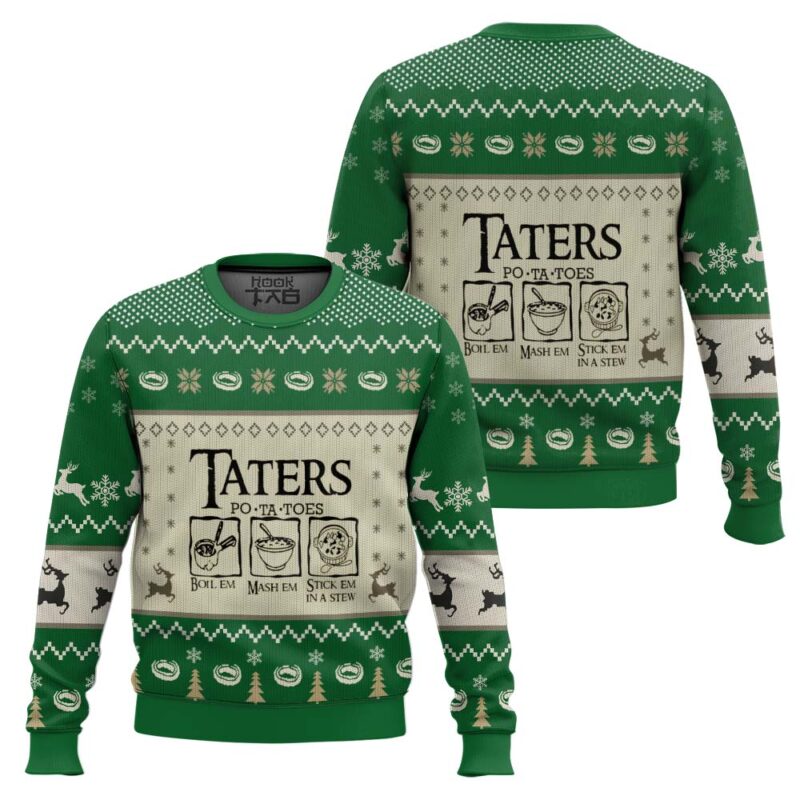 Hooktab Pinetree Taters Potatoes The Lord Of The Rings Ugly Christmas Sweater Hooktab Pinetree Taters Potatoes The Lord Of The Rings Ugly Christmas Sweater