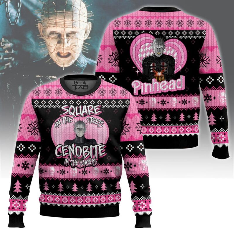 Hooktab Pinhead Square In The Streets Hellraiser Ugly Christmas Sweater Hooktab Pinhead Square In The Streets Hellraiser Ugly Christmas Sweater