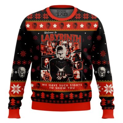 Hooktab Pinhead Welcome To Labyrinth Hellraiser Ugly Christmas Sweater