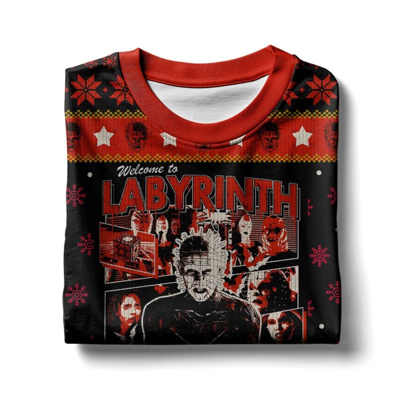 Hooktab Pinhead Welcome To Labyrinth Hellraiser Ugly Christmas Sweater Hooktab Pinhead Welcome To Labyrinth Hellraiser Ugly Christmas Sweater