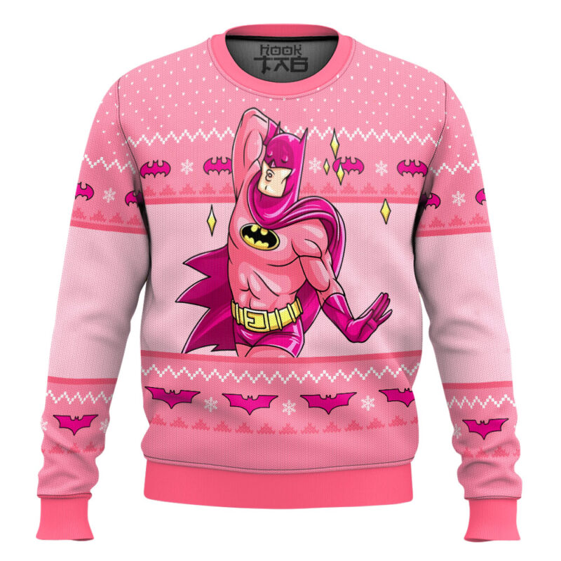 Hooktab Pink Batman Ugly Christmas Sweater