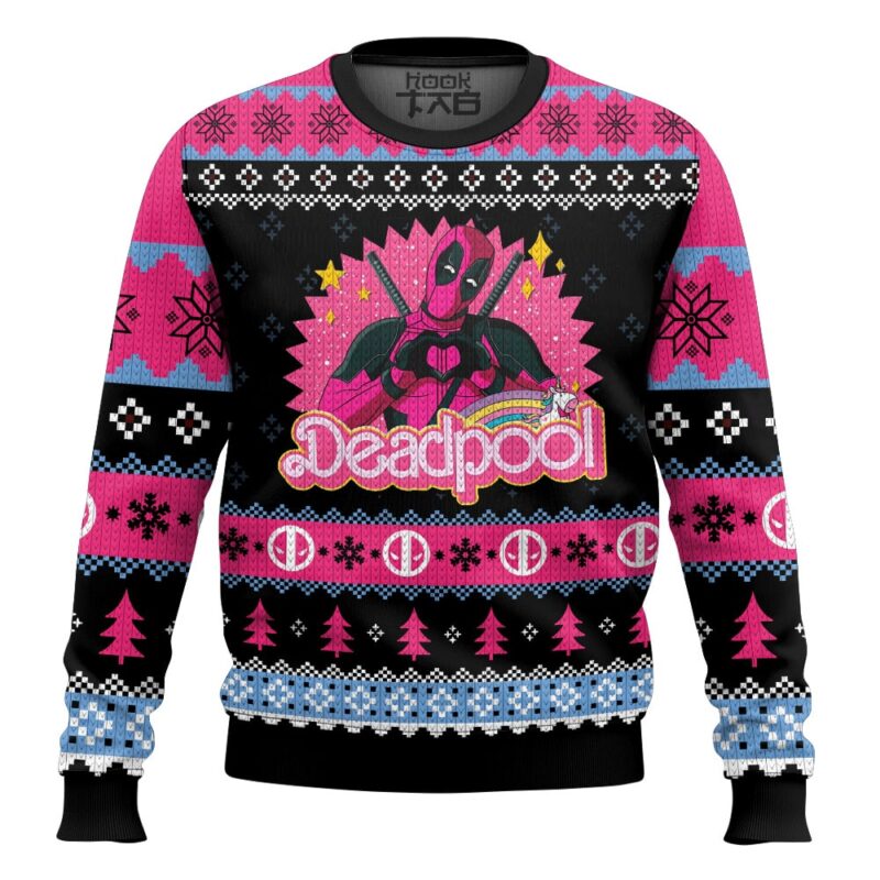 Hooktab Pink Deadpool Ugly Christmas Sweater