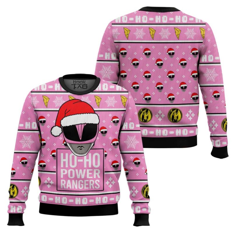 Hooktab Pink Ranger Ho-ho Power Rangers Ugly Christmas Sweater Hooktab Pink Ranger Ho-ho Power Rangers Ugly Christmas Sweater