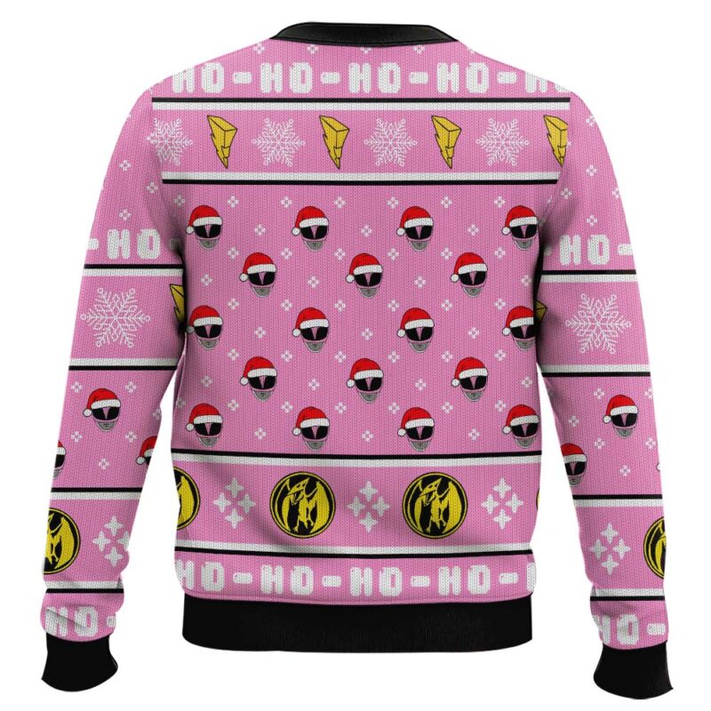 Hooktab Pink Ranger Ho-ho Power Rangers Ugly Christmas Sweater Hooktab Pink Ranger Ho-ho Power Rangers Ugly Christmas Sweater