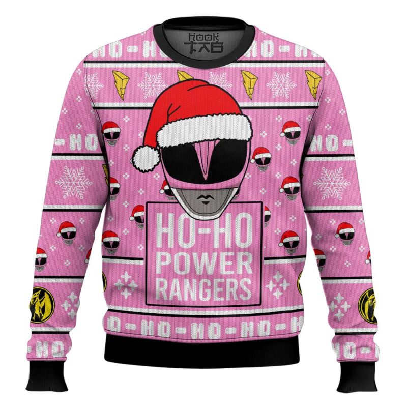 Hooktab Pink Ranger Ho-ho Power Rangers Ugly Christmas Sweater
