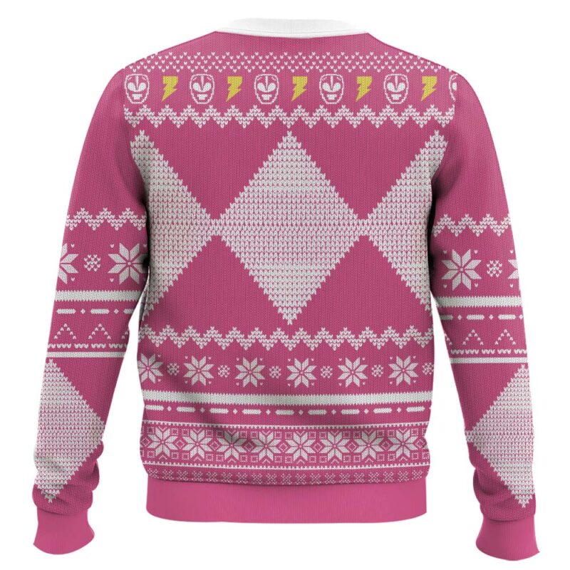 Hooktab Pink Ranger Mighty Morphin Power Ranger Ugly Christmas Sweater Hooktab Pink Ranger Mighty Morphin Power Ranger Ugly Christmas Sweater