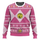 Hooktab Pink Ranger Mighty Morphin Power Ranger Ugly Christmas Sweater
