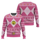 Hooktab Pink Ranger Mighty Morphin Power Ranger Ugly Christmas Sweater