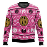 Hooktab Pink Ranger Mighty Morphin Ugly Christmas Sweater