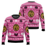 Hooktab Pink Ranger Mighty Morphin Ugly Christmas Sweater