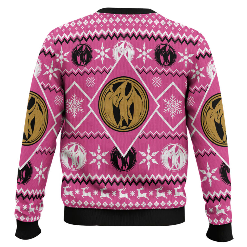 Hooktab Pink Ranger Mighty Morphin Ugly Christmas Sweater Hooktab Pink Ranger Mighty Morphin Ugly Christmas Sweater