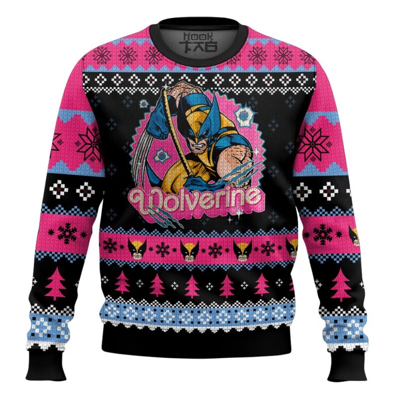 Hooktab Pink Wolverine Ugly Christmas Sweater