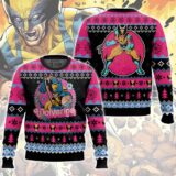 Hooktab Pink Wolverine Ugly Christmas Sweater