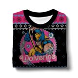 Hooktab Pink Wolverine Ugly Christmas Sweater