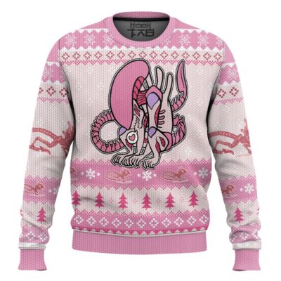Hooktab Pink Xenomorph Alien Ugly Christmas Sweater