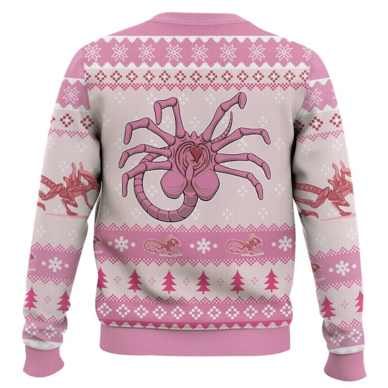 Hooktab Pink Xenomorph Alien Ugly Christmas Sweater Hooktab Pink Xenomorph Alien Ugly Christmas Sweater
