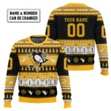 Hooktab Pittsburgh Penguins - Custom Name And Number Ugly Sweater