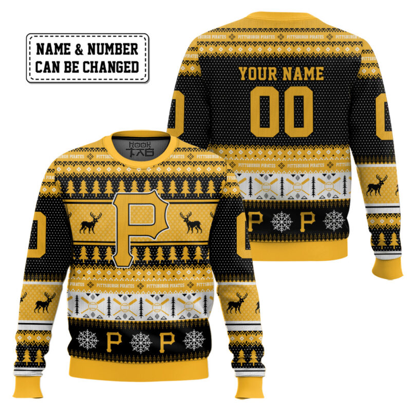Hooktab Pittsburgh Pirates - Custom Name And Number Ugly Sweater Hooktab Pittsburgh Pirates - Custom Name And Number Ugly Sweater