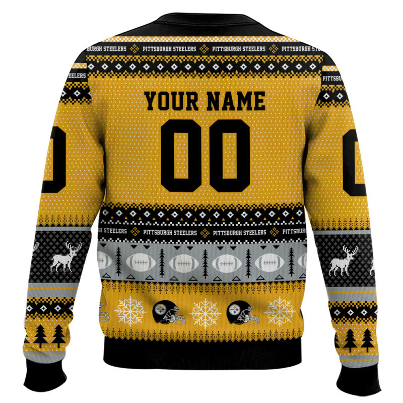 Hooktab Pittsburgh Steelers - Custom Name And Number Ugly Sweater Hooktab Pittsburgh Steelers - Custom Name And Number Ugly Sweater