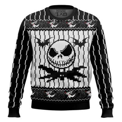 Hooktab Pixel Jack Skellington Ugly Christmas Sweater