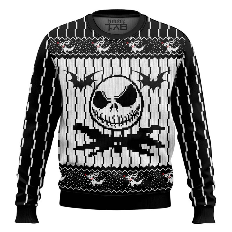 Hooktab Pixel Jack Skellington Ugly Christmas Sweater