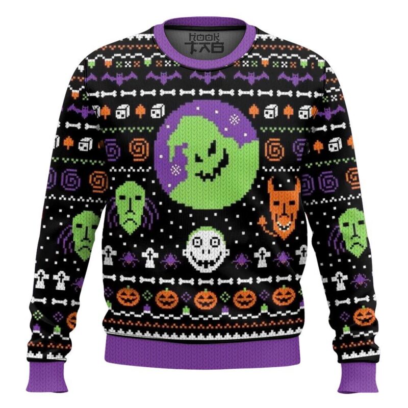 Hooktab Pixel Oogie Boogie Ugly Christmas Sweater