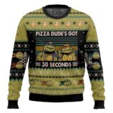 Hooktab Pizza Dude’s Got 30 Seconds Mutatant Ninja Turtles Ugly Christmas Sweater
