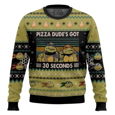 Hooktab Pizza Dude’s Got 30 Seconds Mutatant Ninja Turtles Ugly Christmas Sweater