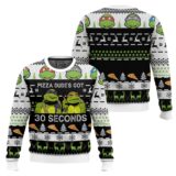Hooktab Pizza Dude’s Got 30 Seconds Ninja Turtles Ugly Christmas Sweater
