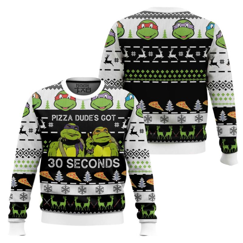 Hooktab Pizza Dude’s Got 30 Seconds Ninja Turtles Ugly Christmas Sweater Hooktab Pizza Dude’s Got 30 Seconds Ninja Turtles Ugly Christmas Sweater