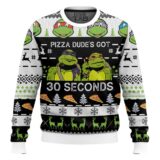 Hooktab Pizza Dude’s Got 30 Seconds Ninja Turtles Ugly Christmas Sweater