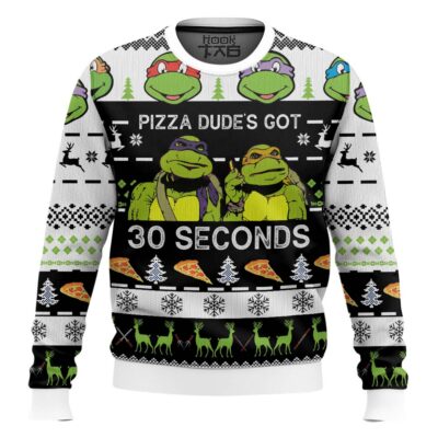 Hooktab Pizza Dude’s Got 30 Seconds Ninja Turtles Ugly Christmas Sweater