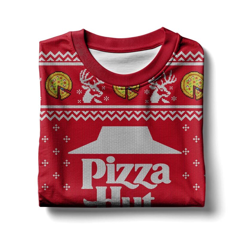 Hooktab Pizza Hut Ugly Christmas Sweater Hooktab Pizza Hut Ugly Christmas Sweater