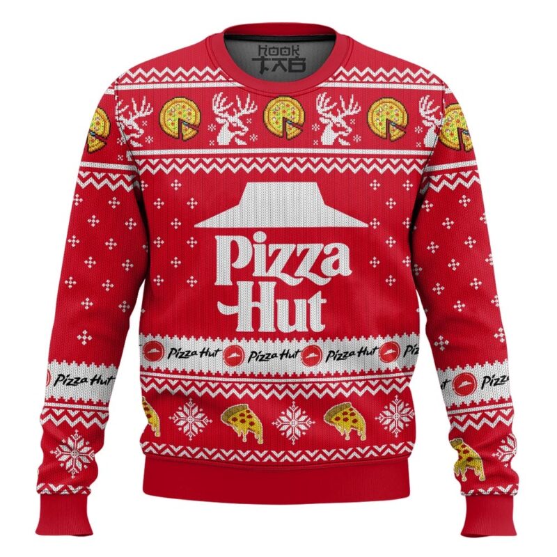 Hooktab Pizza Hut Ugly Christmas Sweater