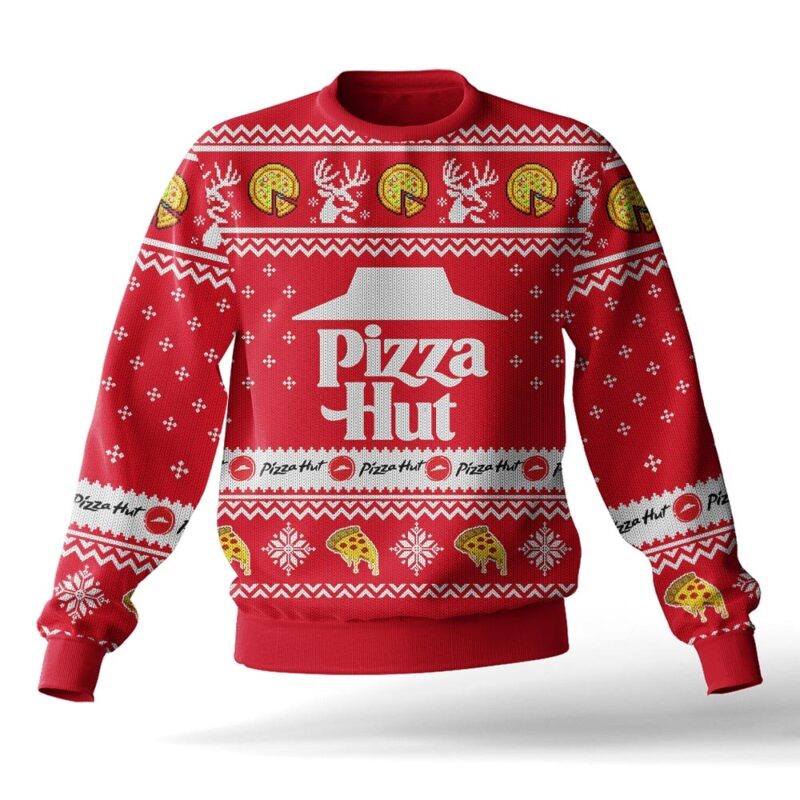 Hooktab Pizza Hut Ugly Christmas Sweater Hooktab Pizza Hut Ugly Christmas Sweater