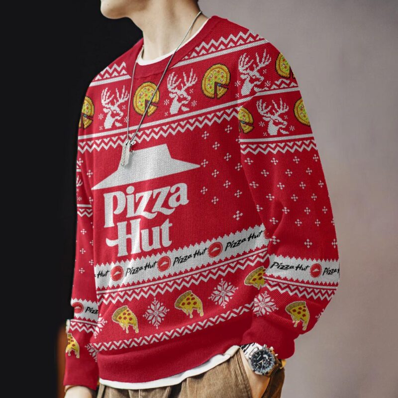 Hooktab Pizza Hut Ugly Christmas Sweater Hooktab Pizza Hut Ugly Christmas Sweater
