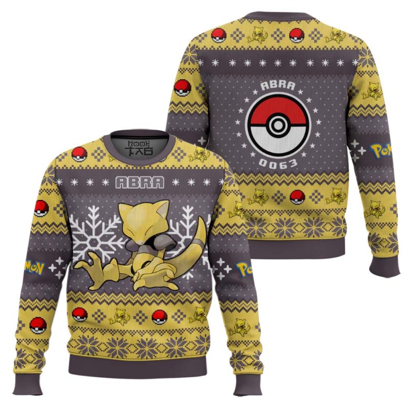 Hooktab Pokemon Gen 1 Abra Ugly Christmas Sweater Hooktab Pokemon Gen 1 Abra Ugly Christmas Sweater