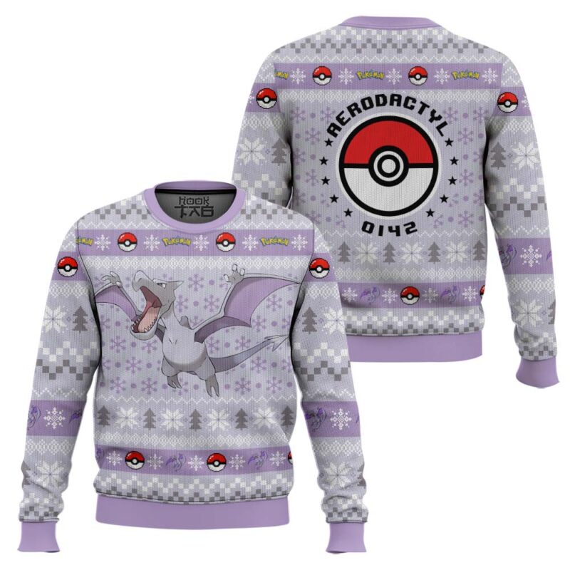 Hooktab Pokemon Gen 1 Aerodactyl Ugly Christmas Sweater Hooktab Pokemon Gen 1 Aerodactyl Ugly Christmas Sweater