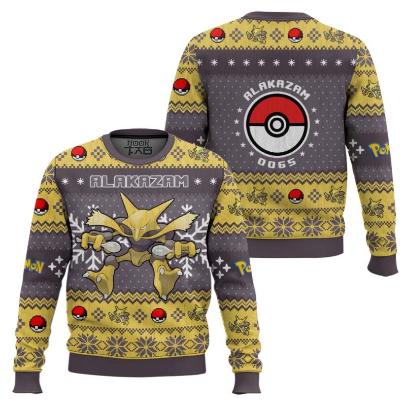 Hooktab Pokemon Gen 1 Alakazam Ugly Christmas Sweater Hooktab Pokemon Gen 1 Alakazam Ugly Christmas Sweater