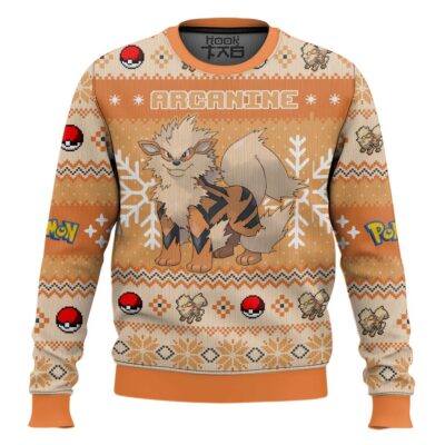 Hooktab Pokemon Gen 1 Arcanine Ugly Christmas Sweater