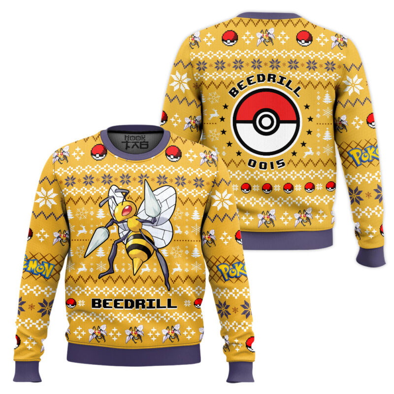 Hooktab Pokemon Gen 1 Beedrill Ugly Christmas Sweater Hooktab Pokemon Gen 1 Beedrill Ugly Christmas Sweater