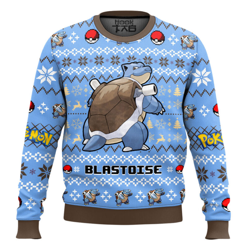 Hooktab Pokemon Gen 1 Blastoise Ugly Christmas Sweater Hooktab Pokemon Gen 1 Blastoise Ugly Christmas Sweater
