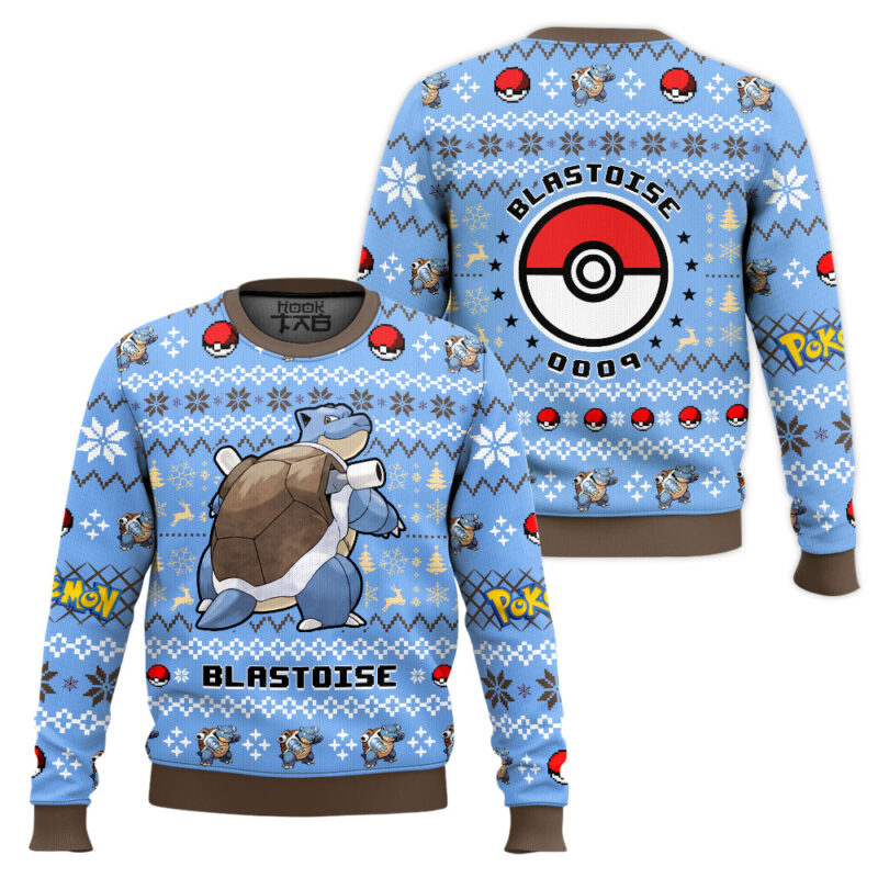 Hooktab Pokemon Gen 1 Blastoise Ugly Christmas Sweater Hooktab Pokemon Gen 1 Blastoise Ugly Christmas Sweater