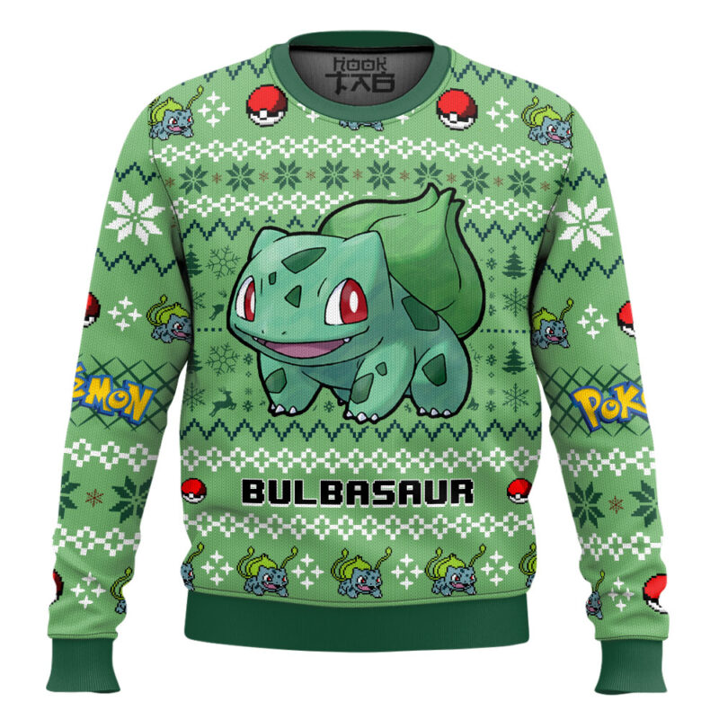Hooktab Pokemon Gen 1 Bulbasaur Ugly Christmas Sweater