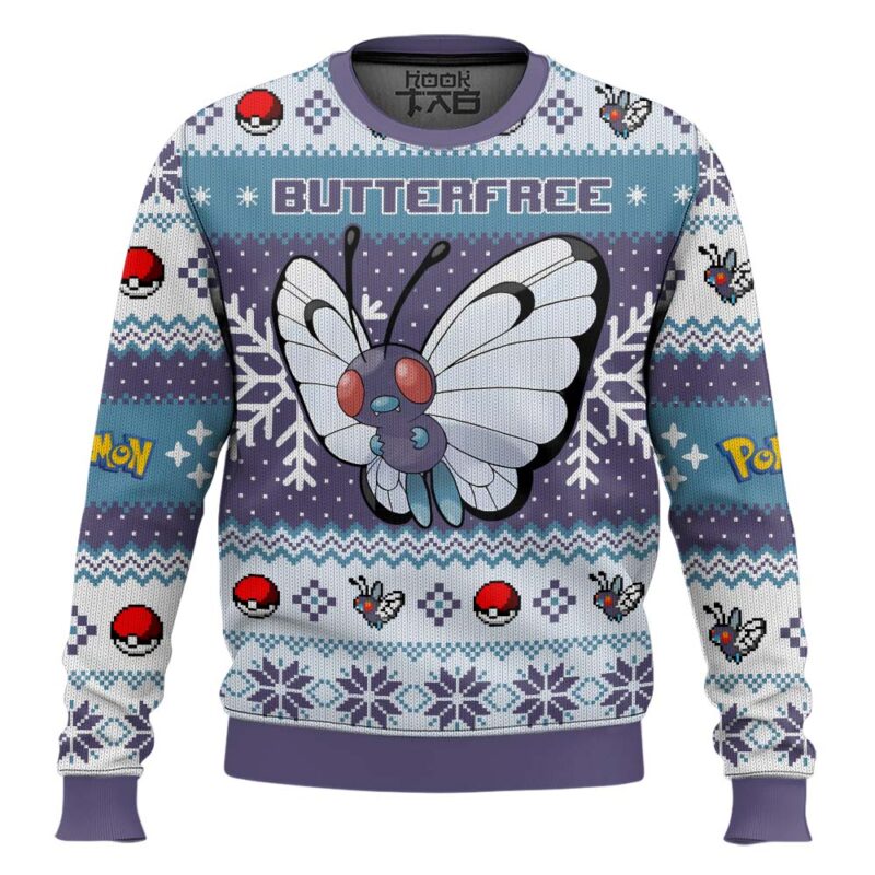 Hooktab Pokemon Gen 1 Butterfree Ugly Christmas Sweater