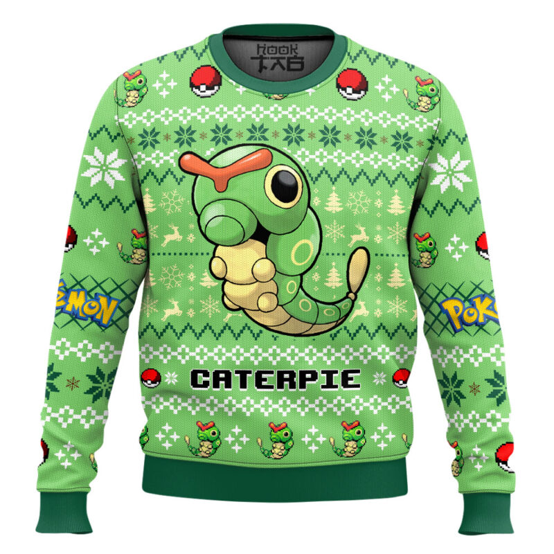 Hooktab Pokemon Gen 1 Caterpie Ugly Christmas Sweater