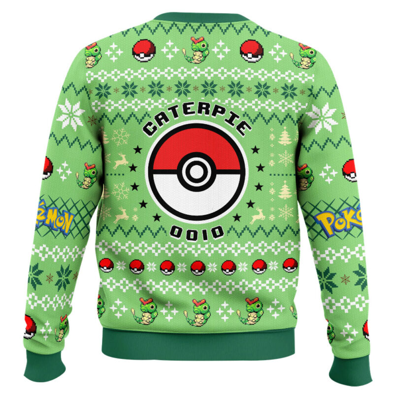 Hooktab Pokemon Gen 1 Caterpie Ugly Christmas Sweater Hooktab Pokemon Gen 1 Caterpie Ugly Christmas Sweater