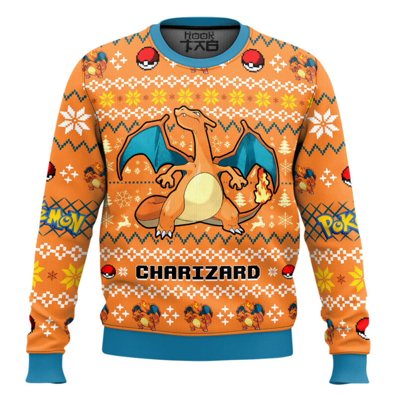 Hooktab Pokemon Gen 1 Charizard Ugly Christmas Sweater